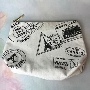 Lancôme Paris France Travel Theme Off White Makeup Bag